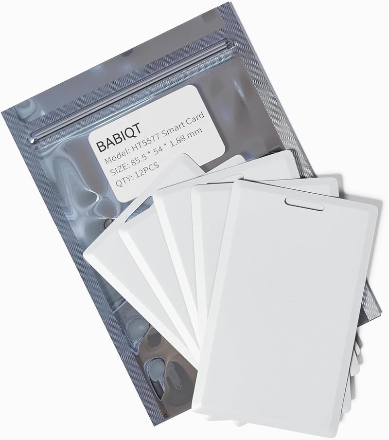 BABIQT 12 PCS T5577 Thick Smart Cards, Contactless 125khz RFID Rewritable Proximity Clamshell Weigand Prox Card, Compatible with 1386 1326 H10301 Format Readers and Keyless Entry Access Control Systems - Image 1